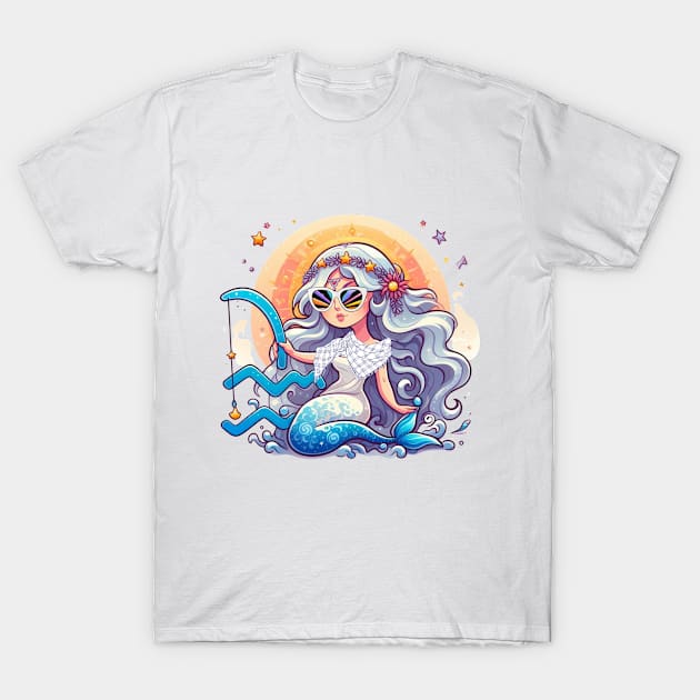 Celestial Aquarius Elegance T-Shirt by Mujji